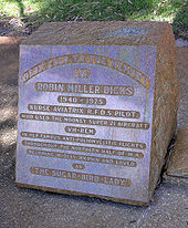 Memorial to RFDS pilot, Robin Miller Dicks, the "Sugarbird Lady" at Jandakot Airport Jandakot Memorial SMC 2006.jpg