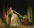 The Stolen Kiss, by Jean-Honoré Fragonard, 1780s, painting belonged to the King's collection.[1]}}