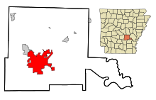 Jefferson County Arkansas Incorporated and Unincorporated areas Pine Bluff Highlighted.svg
