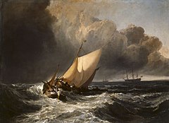 Dutch Boats in a Gale ("The Bridgewater Sea Piece", 1802), Joseph Mallord William Turner, 162.5 × 221 cm, National Gallery, em empréstimo de Coleção Particular