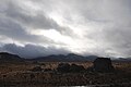 English: Joshua Tree National Park: Cyclops and Pee Wee Formations near Hidden Valley Campground during Rainstorm.