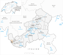 Il territorio del comune di Castasegna prima degli accorpamenti comunali del 2009