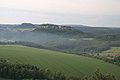 Ausblick vom Kleinen Pfaffenstein auf Festung Königstein, Pfaffenstein und Děčínský Sněžník (Hoher Schneeberg)