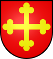 Het Klaverkruis ("croix trèflée") of ballenkruis. De drie cirkels op het einde van elke balk verwijzen naar de Heilige Drievuldigheid.