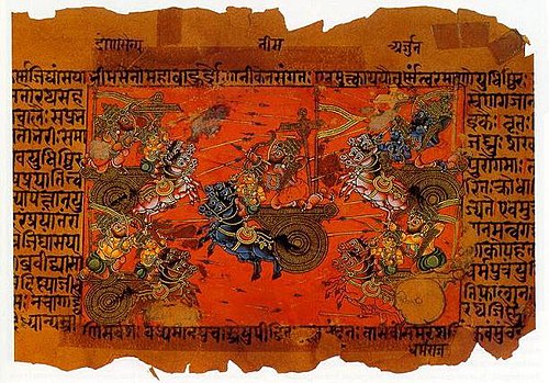 Manuscript illustration of the Battle of Kurukshetra.
