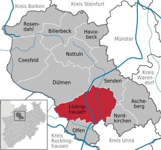 Läget för staden Lüdinghausen i Kreis Coesfeld