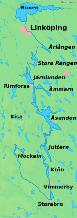 Kort over Stångåns strækning