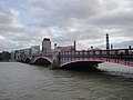 Lambeth Bridge, seen from Lambeth Palace Road, Lambeth (borough), in November 2011.