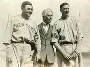 Kenesaw Mountain Landis (center), with Babe Ruth (left) and Bob Meusel Landis Ruth Meusel.png