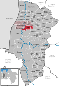 Poziția Lathen pe harta districtului Emsland