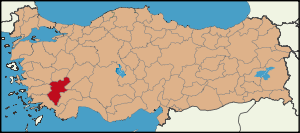 Localização da província de Denizli na Turquia