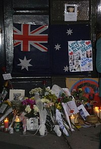 Memorial para Heath Ledger, en 421 Broome Street, SoHo, Manhattan, el 23 de enero de 2008.