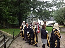 Three Lords Justices in their ceremonial robes in procession at Llandaff Cathedral in 2013 Legal Service for Wales 2013 (169).JPG