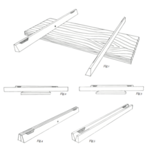 Sticks are used facing one another (top). When aligned for planing, they can be placed back to back (bottom left) or face to face (bottom right). Liam Rickerby Tools Winding Sticks.png