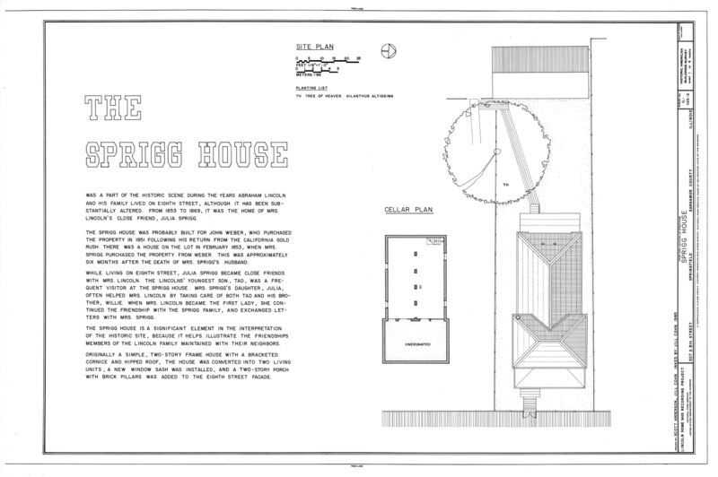 File:Lincoln Home Site, Sprigg House, 507 South Eighth Street, Springfield, Sangamon County, IL HABS ILL,84-SPRIF,2D- (sheet 1 of 4).tif