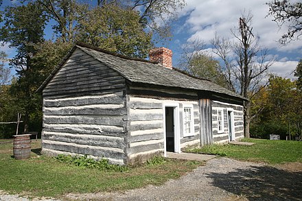 The log cabin where Lincoln spent his childhood