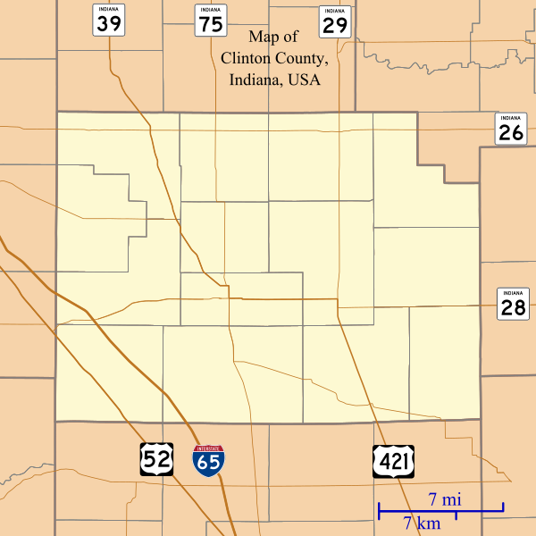 File:Location map of Clinton County, Indiana.svg