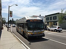 A route 34E bus in Walpole MBTA route 34E bus in Walpole, June 2017.jpg