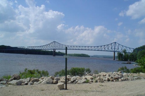 The Savanna-Sabula Bridge near Savanna was the western terminus of IL 64 until 2017, when it was replaced by the Dale Gardner Veterans Memorial Bridge