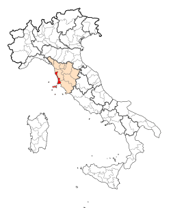 Map heichlichtin the location o the province o Livorno in Italy