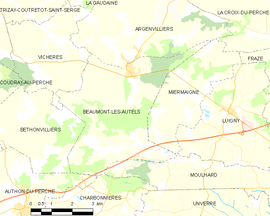 Mapa obce Beaumont-les-Autels