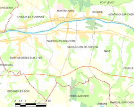 Mapa obce Faverolles-sur-Cher