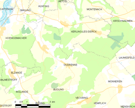 Mapa obce Oudrenne