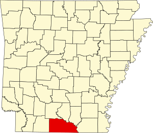 Mapa Arkansas z zaznaczeniem Union County