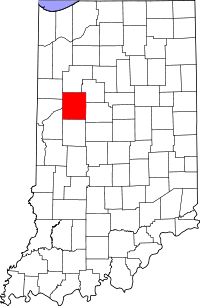 Округ Тіппікану на мапі штату Індіана highlighting