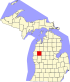 Kaart van Michigan met de nadruk op Lake County.svg