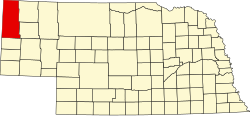 Karta över Sioux County i Nebraska