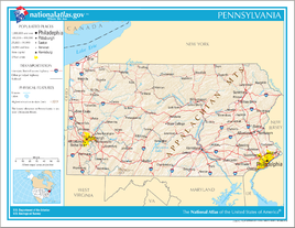 Kort over Pennsylvania