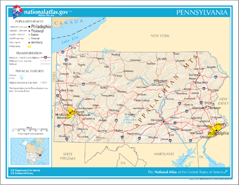 Compare this map with its major roads of today and its terrains with the above canal system map. Map of Pennsylvania NA.png