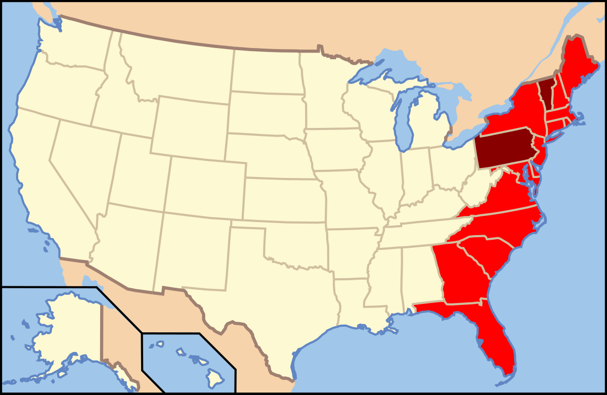 Map Of Usa East Coast File:map Of Usa Eastcoast.svg - Wikimedia Commons