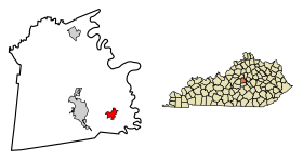 Mercer County Kentucky Incorporated and Unincorporated areas Burgin Highlighted 2111044.svg