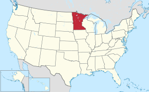 Kaart van de Verenigde Staten met Minnesota gemarkeerd