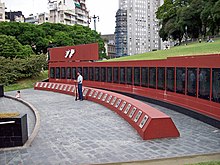 Monumento a los caidos en Malvinas (Monument for the fallen in the Falklands War) is located in Plaza San Martin. Monumento Malvinas Plaza San Martin I.jpg