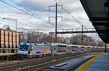 An NJ Transit train at Metropark NJT 4603 at Metropark station, November 2008.jpg