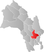 Mapa do condado de Buskerud com Modum em destaque.