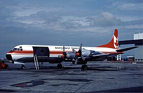 NWT Air Lockheed Electra at Vancouver Airport in August 1983.jpg