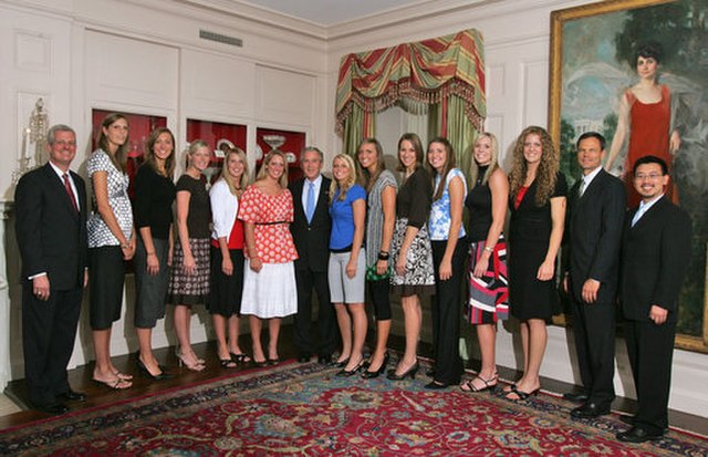Nebraska's 2006 NCAA Tournament championship team was honored by President George W. Bush at the White House on Jun. 19, 2007