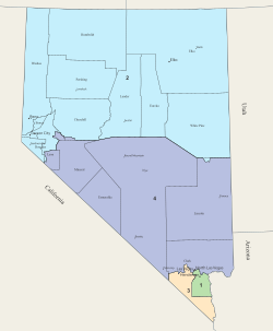 Nevada's congressional districts since 2023 Nevada Congressional Districts, 118th Congress.svg