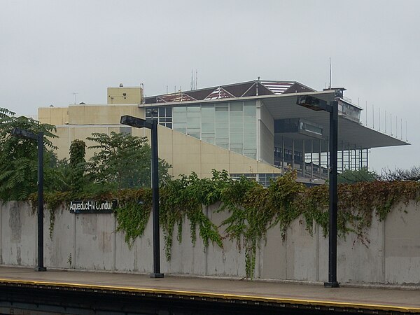 View of Aqueduct Grandstand from the North Conduit station