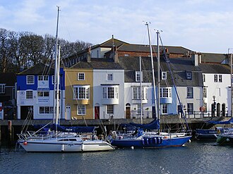 Nothe Parade on the south Weymouth Harbour front, with Wellington Court behind Nothe Parade - Weymouth Harbour - geograph.org.uk - 1594780.jpg