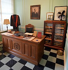 A desk in an office