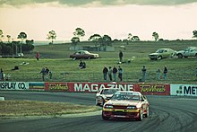 Mark Skaife leads teammate Jim Richards at the Oran Park round, on his way to securing the 1992 Australian Touring Car Championship. Oran Park 1992.jpg