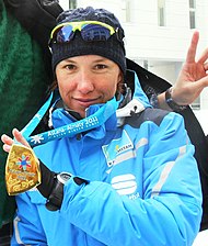 Oxana Yatskaya, a woman cross country skier from Kazakhstan