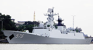 Chinese frigate <i>Daqing</i> (576) Type 054A frigate of the PLA Navy