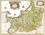 خريطة بواسطة كاسبر هنبرغ ، البينغ : الدوقية البروسية و بروسيا الملكية ، في الأصل بنفس اللون (بالنسبة للدوقية تمت إضافة اللون لاحقًا)