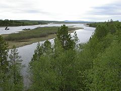 Pasvikälven med ön Varlam/Vaarlamasaari i närheten av Noatun